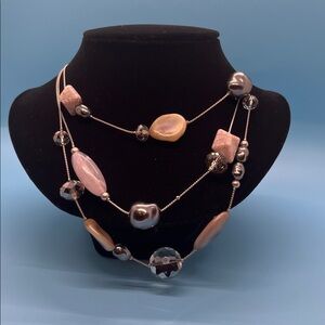 #0060.  Chico’s Elegant Multi-Strand Necklace with Natural and Silver Beads